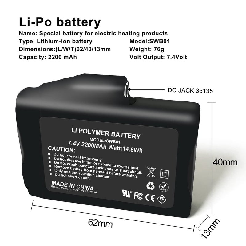 SNOW DEER 7.4V 2200MAH Rechargeable Li-ion Batteries (2pcs Battary only,not Include Charger) - Image 2